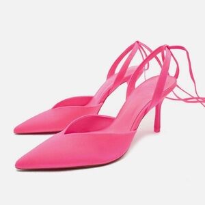 Zara Barbie pink sling back heels